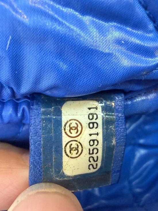 Chanel Graphic Print Cosmetic Pouch with Logo Charm - Blue, Red, Black, Cream - Picture 8 of 8